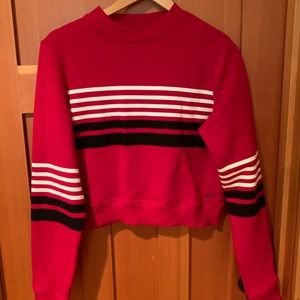 Fuzzy on the inside cropped red sweater